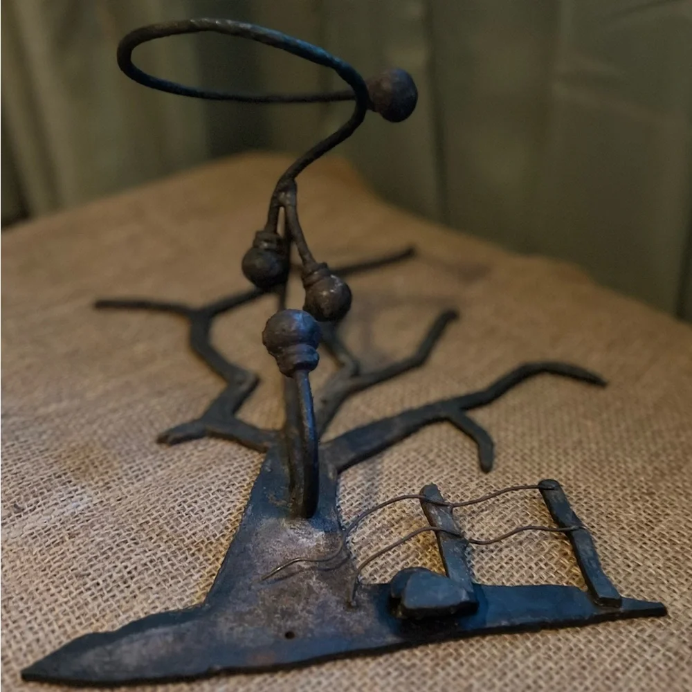 Vintage Handmade Welded Rustic Cowboy Hat and Holster Holder H 12” W 7” D 7”
